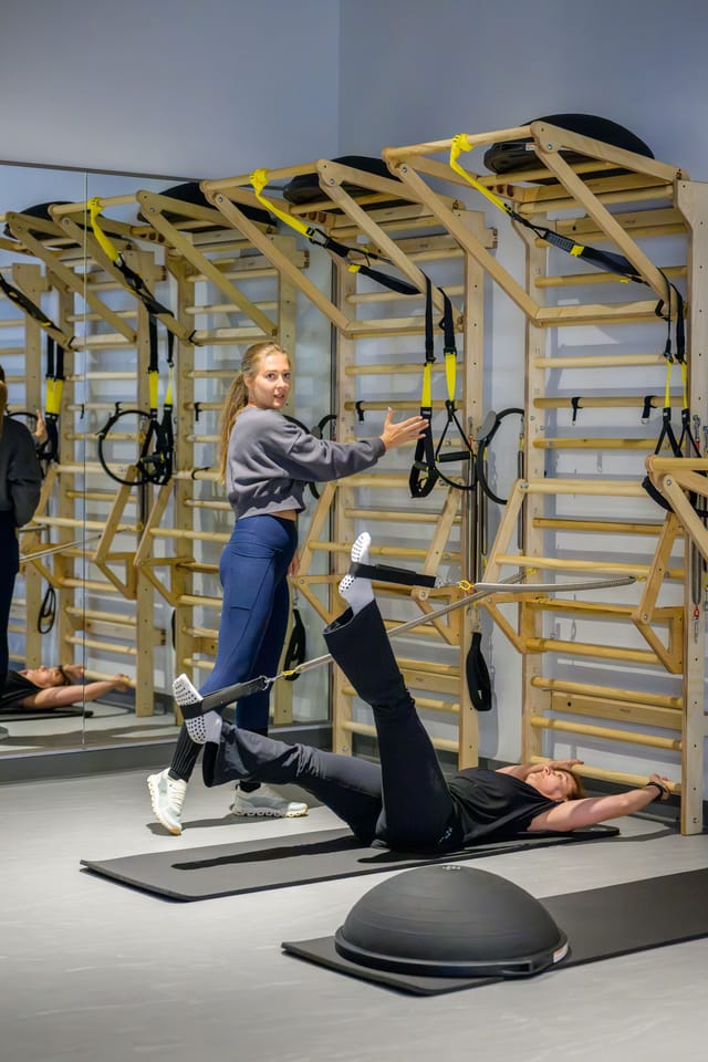 Guests try the ladders and suspension straps