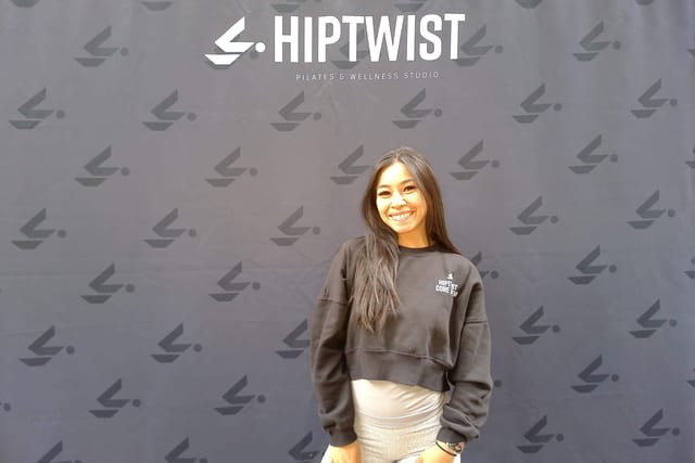 A guest smiling at the photo booth